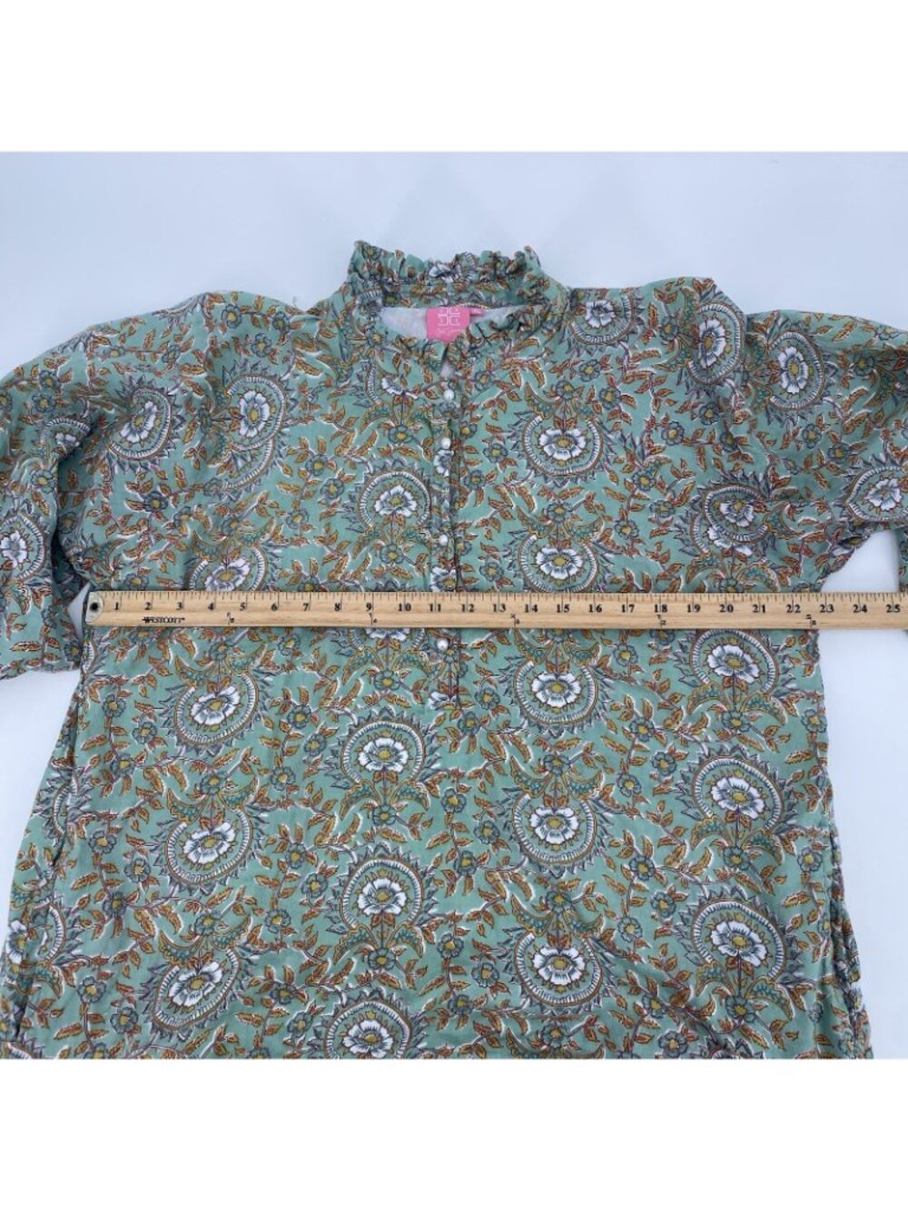 Just Darviny Size XL Megan Green Floral Block Print Tunic Dress Cotton - Picture 4 of 15